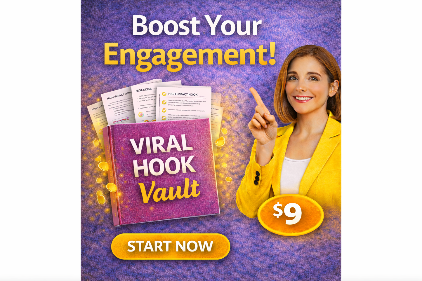 Viral Hook Vault ($9) — 100 Scroll-Stopping Hooks That Convert | Growth With Sophie