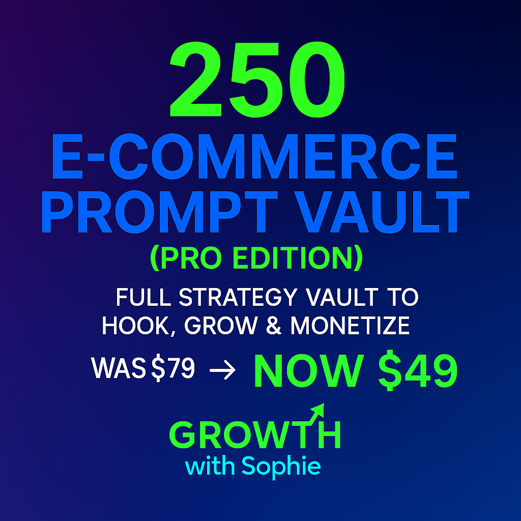 E-Commerce Vault 250 — Proven AI Prompts to Skyrocket Sales | Growth With Sophie